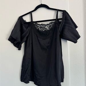 Nanette Lepore Black Off-Shoulder Lace Blouse